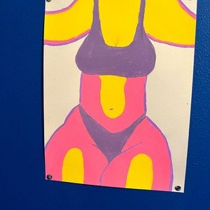 Purple, yellow, pink body painting